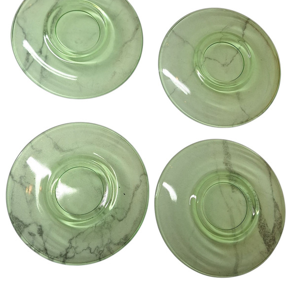 Vintage Uranium depression vaseline glass 4 sets teacups & plates UV glowing lot - Picture 7 of 10